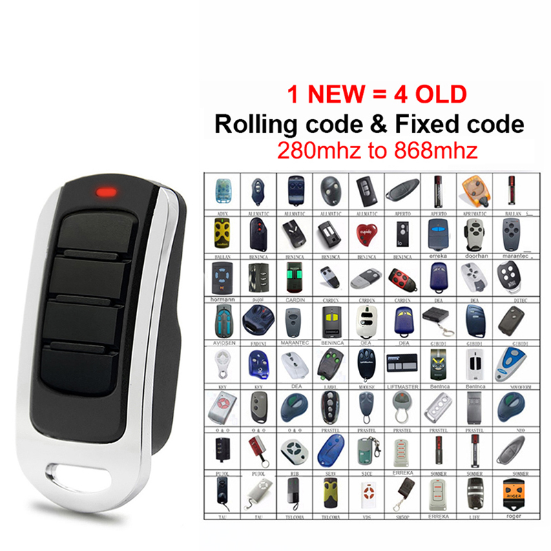 Garage Door Remote Control 280MHz-868MHz Multifrequency Gate Remote Control Duplicator Electric Gate Garage Door Opener Keychain
