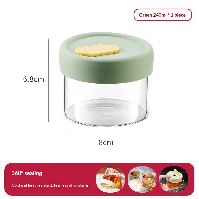 240/400ML Glass Food Storage Jar With Sealed Silicone Lid Heat Resistant Microwavable Soup Juice Container Cereals Jar: Red