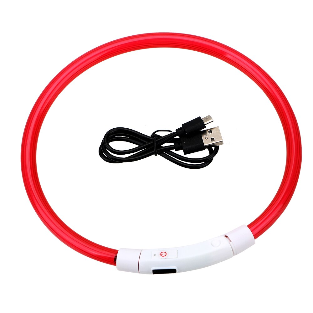 NICEYARD-Collar luminoso LED Usb para perro, recargable, nocturna, intermitente de seguridad, brillante: Red
