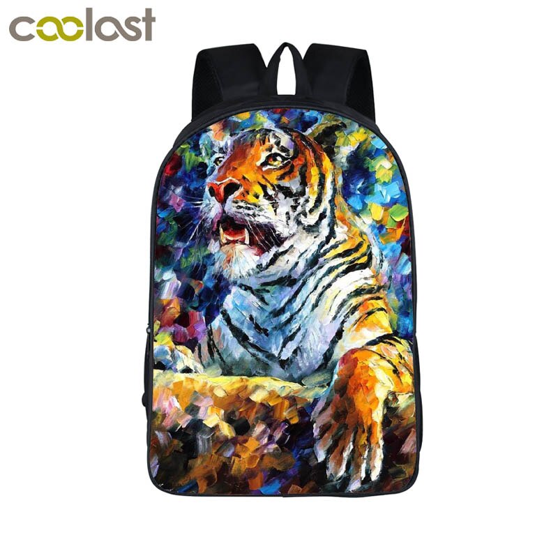 Animal LION Backpacks Women Men's Rucksack Children School Bags For Teenage boys girls Student daypack Kids Bagpack Bookbag: 16LH20