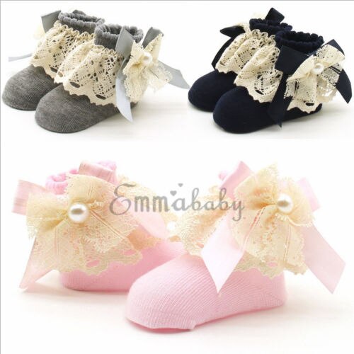 Baby Sock 1 Pair Girl Kids Newborn Baby Lace Ruffle Socks Warm Bowknot Non-slip Cotton Ankle Socks