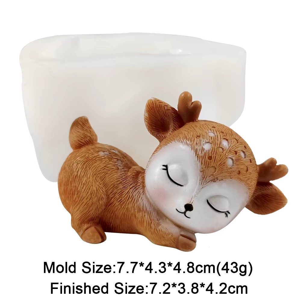 Moule en Silicone cerf Sika, bricolage 3D, bougie de noël, fabrication de savon, argile animale, outils décoratifs, Mastic, ornements en gypse: violet