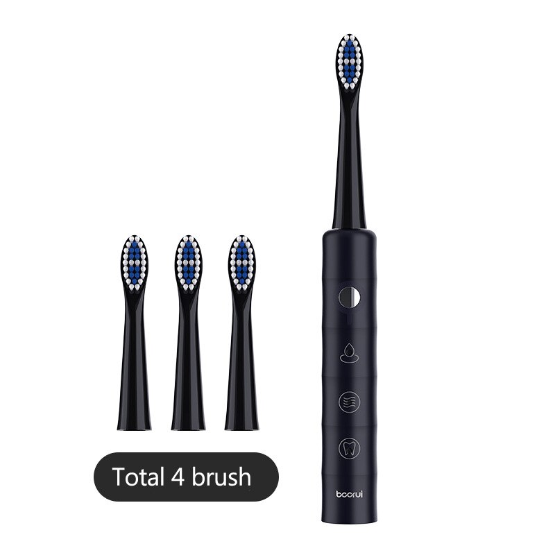Sonic cabeças de escova de dentes elétrica ipx7 à prova dwaterproof água 6 modos carregamento usb recarregável dupont cerdas desconto adulto para mulher: Black