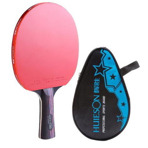 Huieson Carbon Fiber Table Tennis Racket Double Face Pimples-in Racket Rubber Table Tennis Bat with Bag: long handle