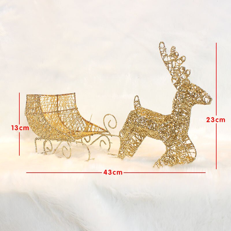 2020 decorações de natal trenó veados carrinho mini rena elk 40cm desktop ornamentos decoração da janela festival ferro carnaval