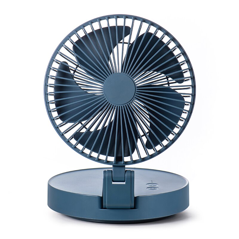 USB Folding Rechargeable Desk Fan Wall-mounted Cooling Air Conditioner 3 Speed Auto Rotate Strong Wind with Night Light for Home: Blue
