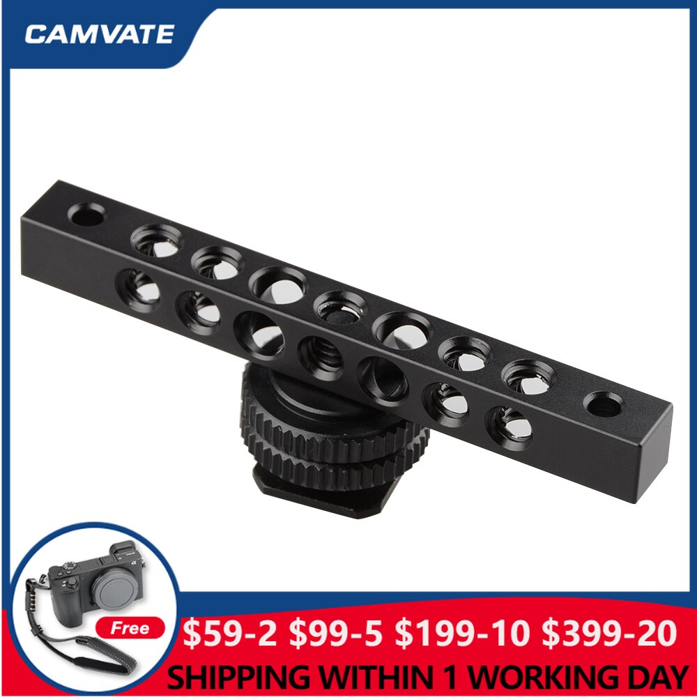 CAMVATE – barre de fromage en aluminium, avec adaptateur pour chaussures chaudes et filetage 1/4 &quot;-20 pour montage de moniteur/Microphone/lampe Flash/lampe LCD