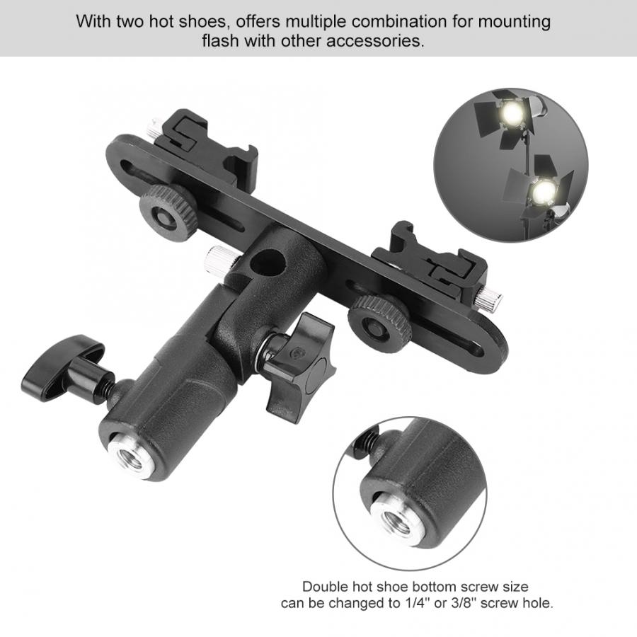 Dual Shoes Flash Lamp Mount Holder Bracket For Camera Video Camcorder