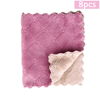 4pcs/lot 8pcs/lot Home Super Absorbent Microfiber Towels Kitchen Thicker Wipe Dish Cloth for Cleaning Table kitchen Towel: 8pcs purple-grey