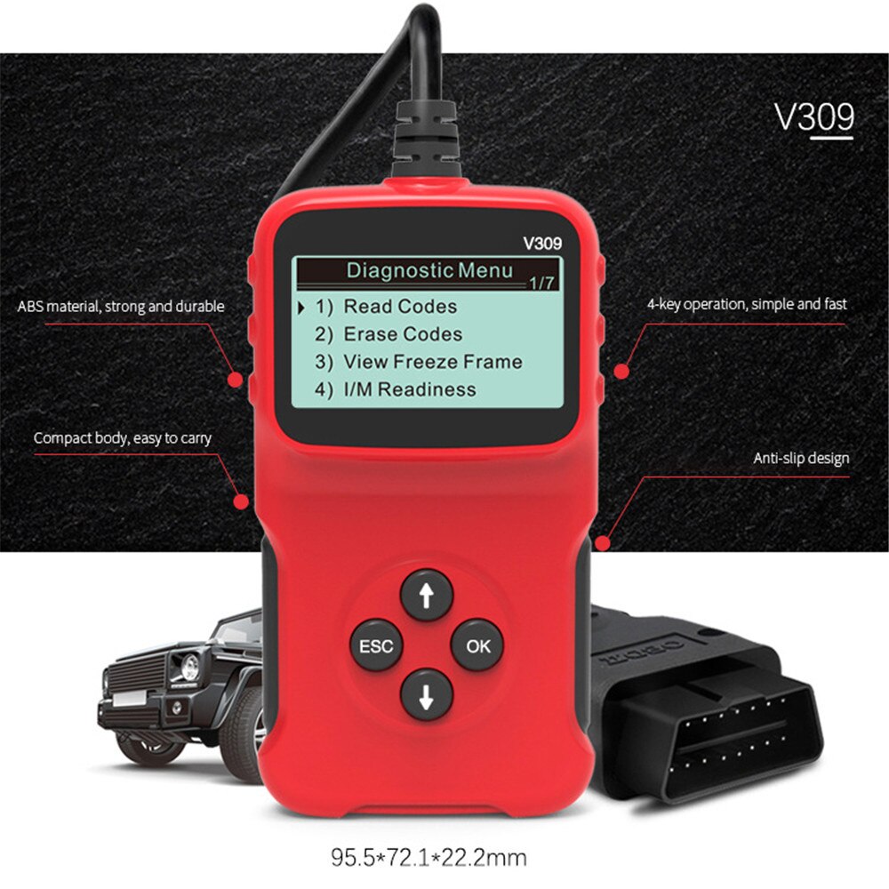 V309 Scanner de voiture OBD2, outil de Diagnostic automobile, lecteur de Code, vérification du moteur, testeur automobile, PK Elm327