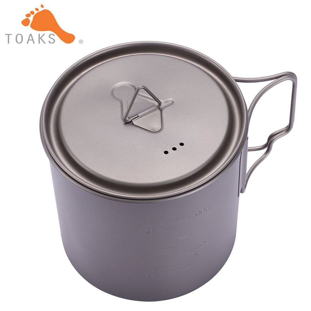 TOAKS POT-650-L Titanium Cup 650ML Outdoor Camping Lightweight Pot Picnic Cookware Set Pot Ultralight Titanium Pot