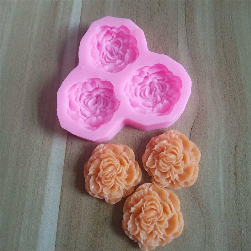Pioen Bloem Siliconen Mallen Bruiloft Cupcake Topper Fondant Cake Decorating Gereedschap Soap Hars Klei Chocolade Gumpaste Mallen