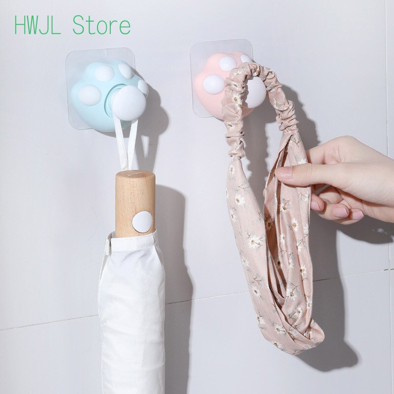 Sac en forme de chat porte-bonheur Kawaii, crochet de porte-clé arrière, crochet mural auto-adhésif décoratif pour rangement de salle de bain