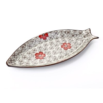 Kitchen fish-shaped ceramic dish home fish-shaped glaze color dish large snack plate steamed fish plate fish plate