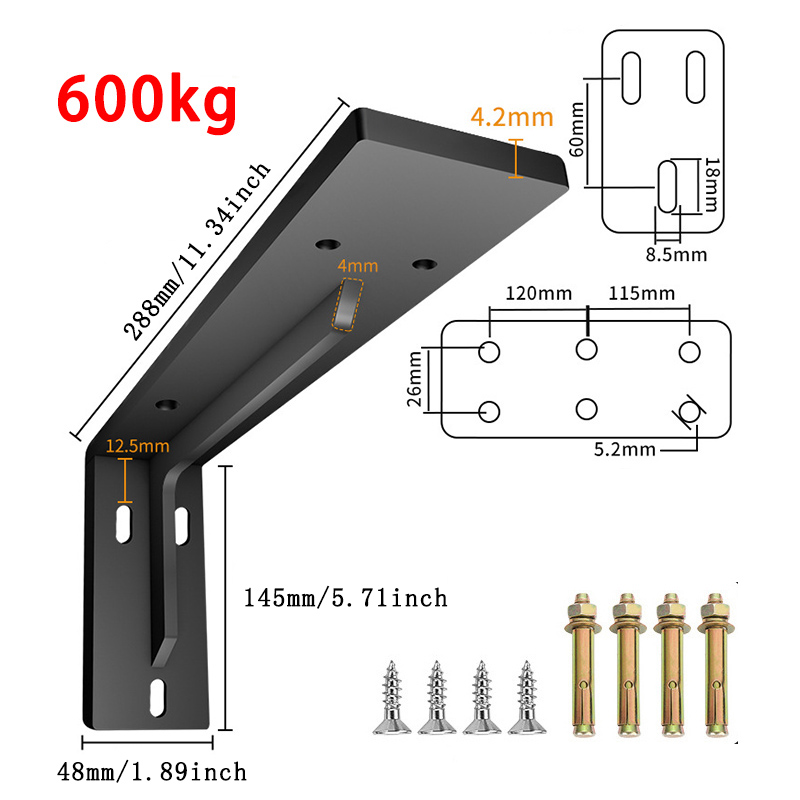 Loadbearing 600kg Wall Triangular Support Bracket Suspended TV Cabinet Desk Partition Fixed Heavy-duty Thickened Storage Rack: Brown