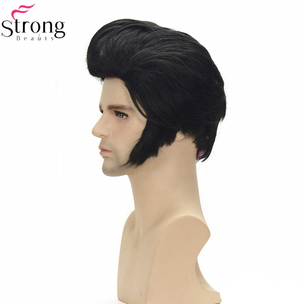 StrongBeauty Elvis Presley Wig Cosplay Man Synthetic Wig Black Short Hair