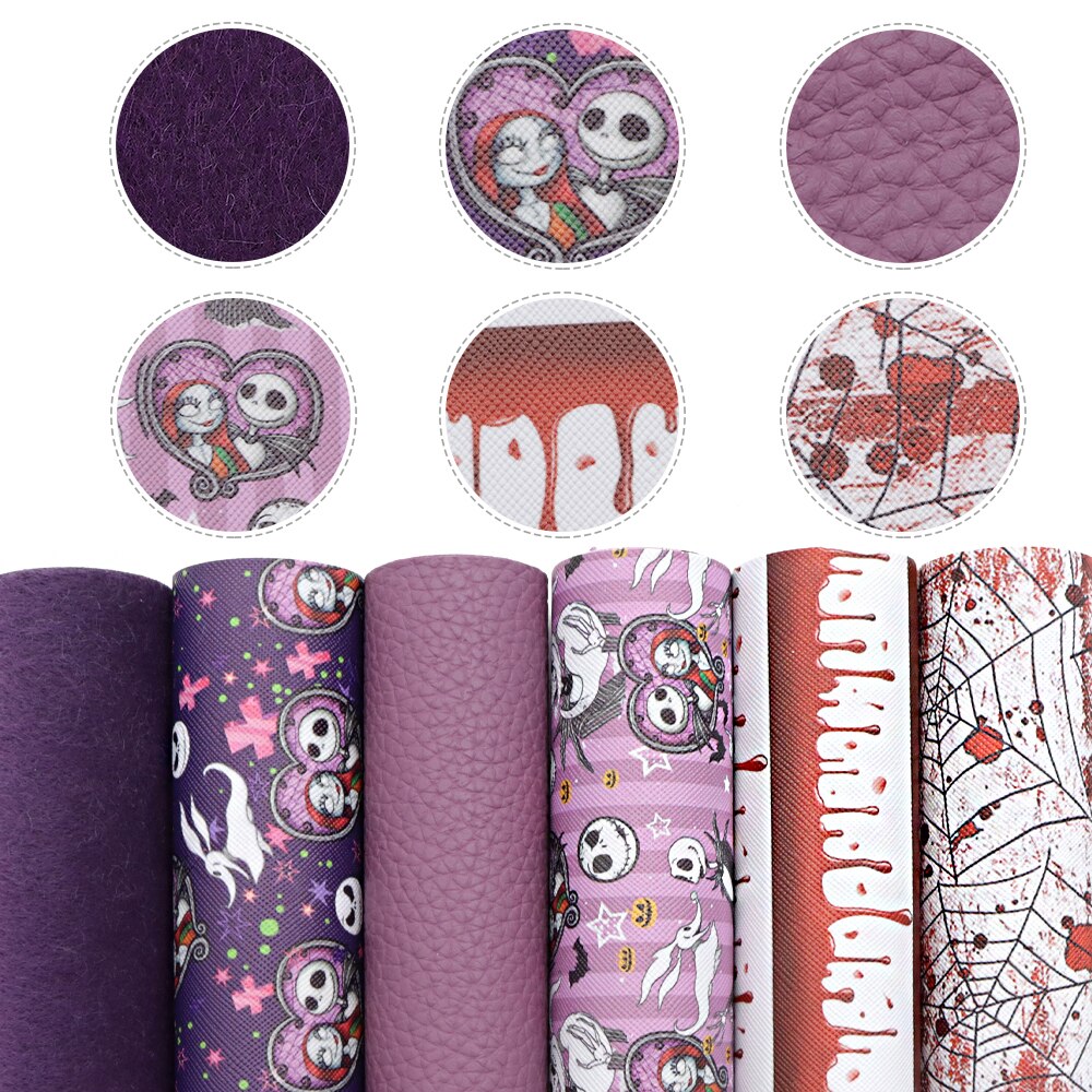 Hoja de cuero sintético surtida para Halloween, tapicería de ropa de polipiel, accesorios de pendiente DIY, 20x34cm, 1Yc12320: 1109086001