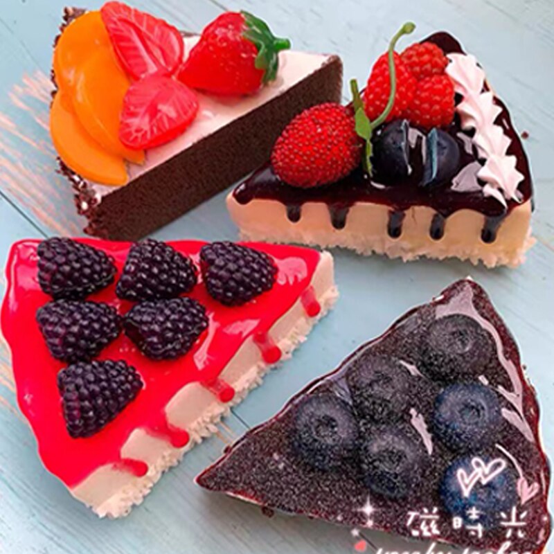 Cute Jam Cake Fridge Magnets Triangle Cake Message Stickers with Blueberry Raspberry Strawberry Refrigerator Magnets Food Fruit: 2 colors mix