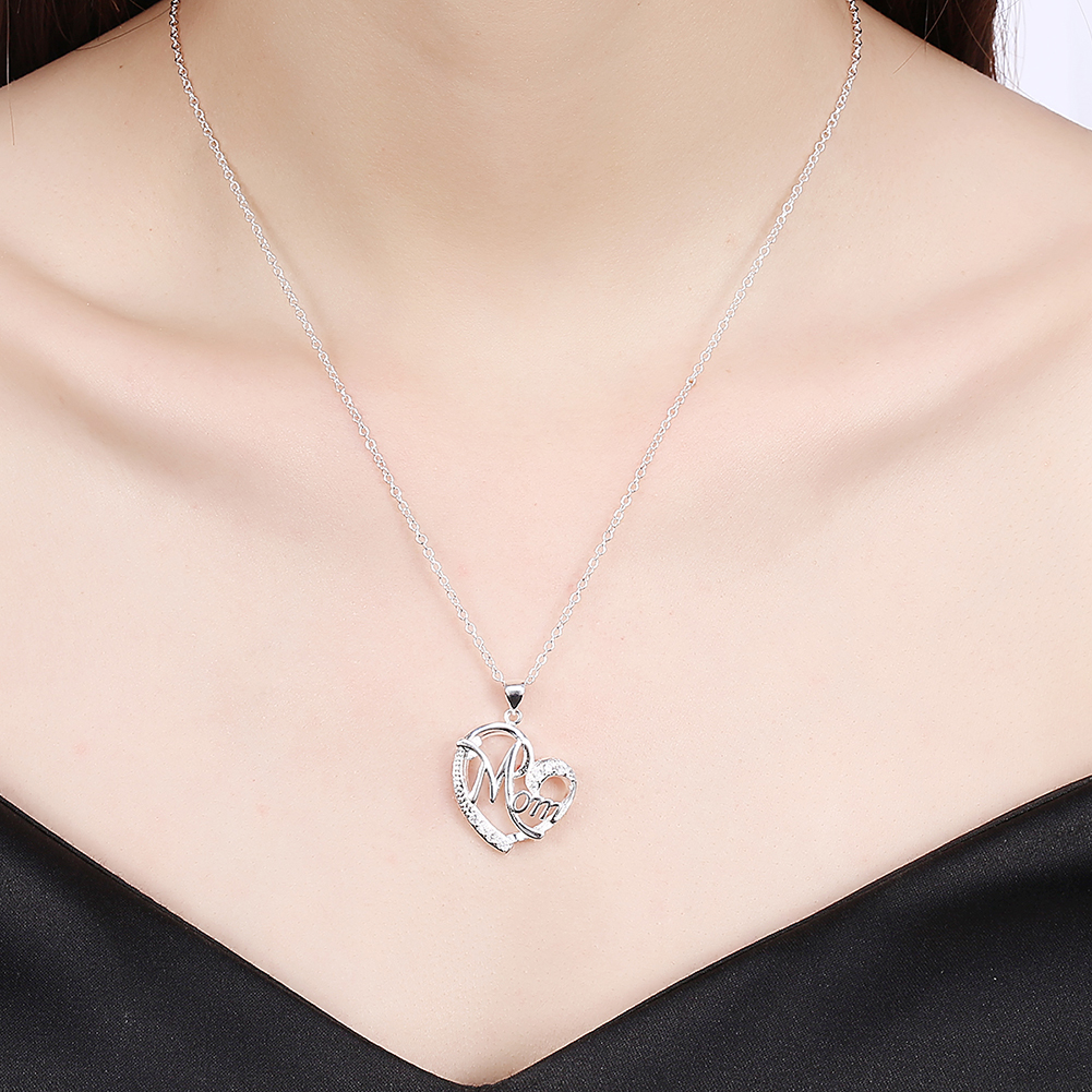 Plata De Ley I Love You To The Moon And Back Collar Con Colgante