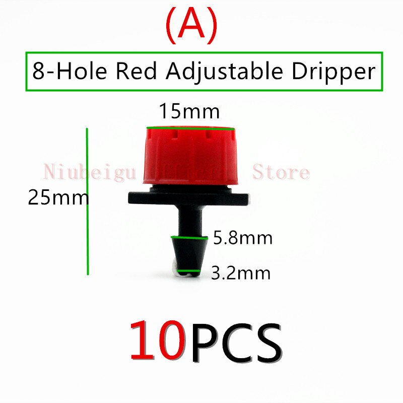 10PCS Plastic Adjustable Drippers Garden Watering Emitters 8-Holes Drip Irrigation Microspayer Fittings: A