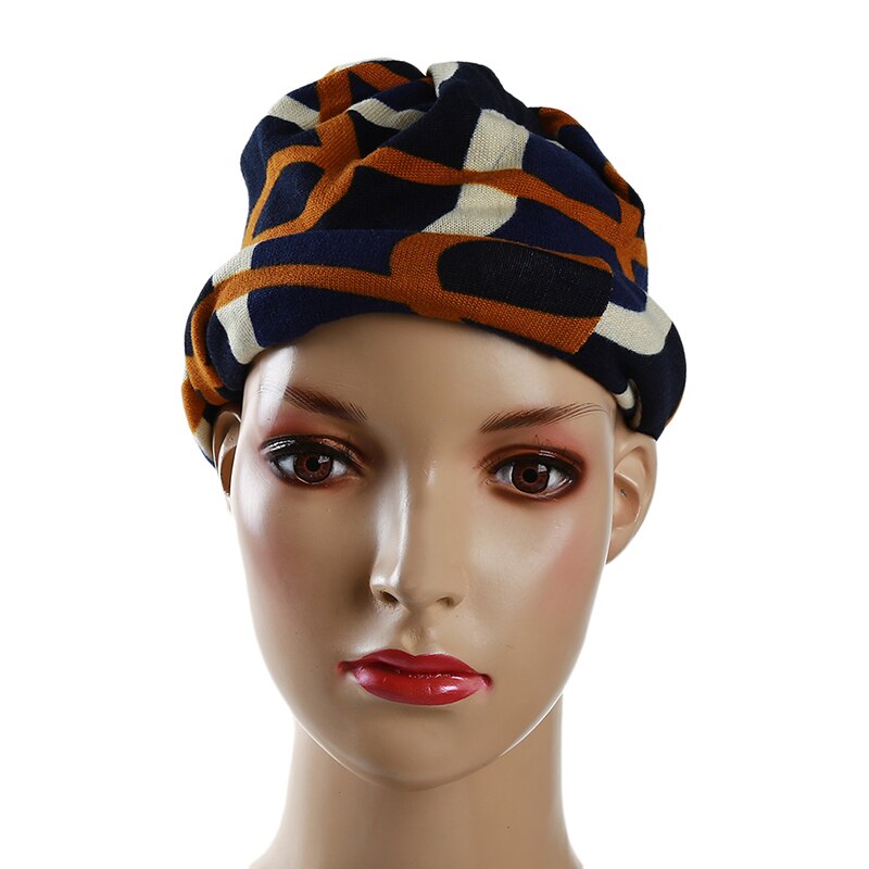 Multifunktionel hat til kvinder tørklæde hip hop cap strippet hip-hop beanie forår & efterår snapback cap kvinder cirkel beanie: Blå