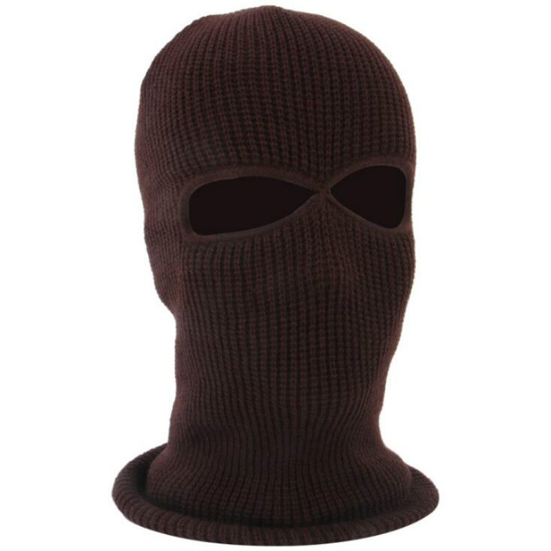 Balaclava 2 Hole Full Face Mask Cap Breathable Motorcycle Face Shield Windproof Outdoor Riding Ski Mountaineering Head Cover: Brown