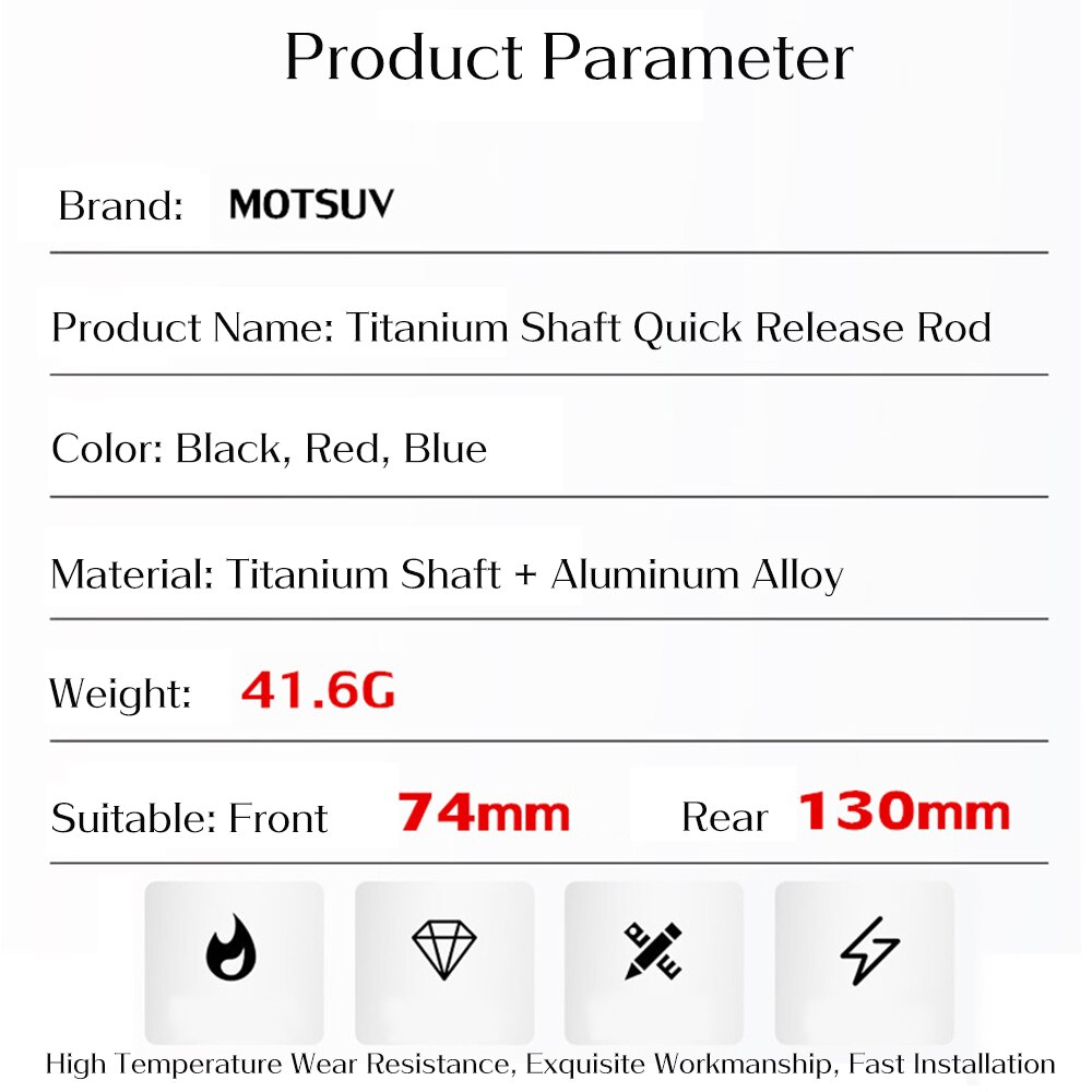 MOTSUV Folding bike Titanium Ti Skewer QR Quick Release Skewer lever MTB Road Cycling Hub Road Bike Quick Release Bicycle Parts