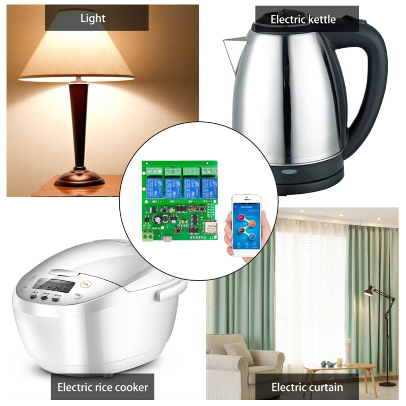 4CH Smart Remote Control Module RF Receive 5V-220V 10A Relays WIFI Wireless Switch Home eWeLink APP Work With Alexa Google home