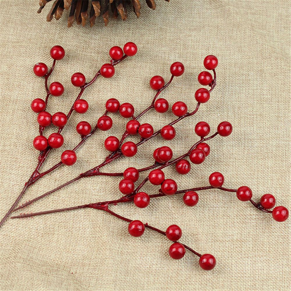 20-26cm rot Beere Strauß Künstliche Kiefer Kegel Blume Zweig Weihnachten Baum Dekoration Hochzeit Party Dekor Festliche Lieferungen