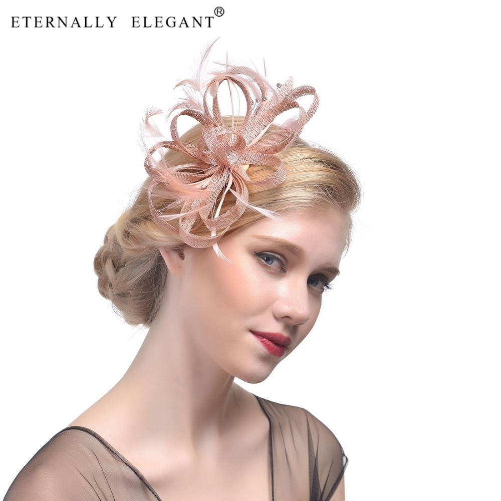 plume coiffure mariée cheveux chapeaux accessoires Elagant dames fête mariée chapeau pour mariage