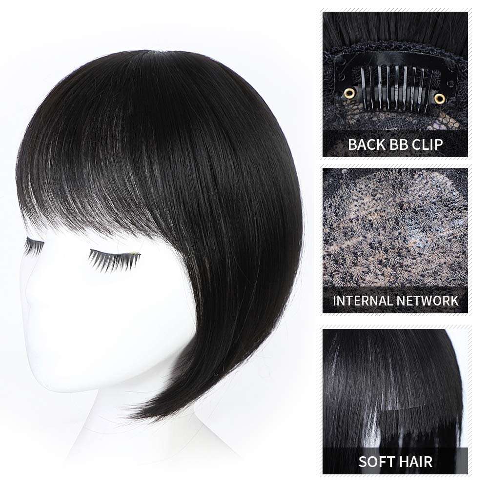 Vigorous Black Synthetic Hair Fringe Clip Bangs Clip In Hair Extension 3D Natural Franch Bangs High Temperature Fiber