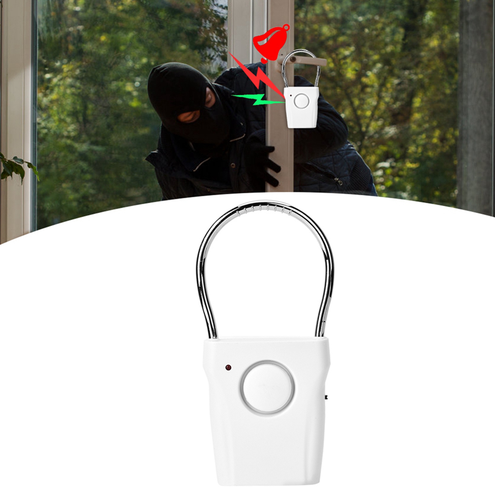 ​120dB Touch Sensor Door Handle Alarm Portable Anti Theft Vibration Window Burglar Alert Home Security