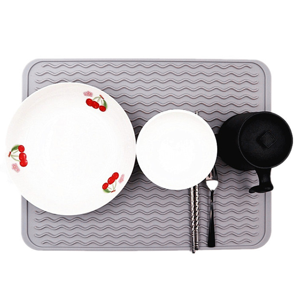 Pad bordsbricka halkfri värmebeständig husgeråd i silikon förtjockad rektangel torkfat avloppsmatta vikbar