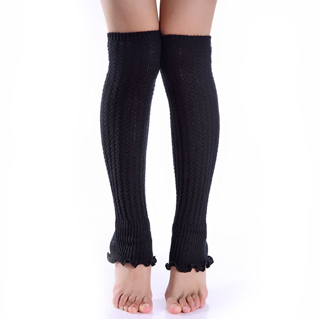 Kvinder strik tights tåløse ben varmere peplum flæse lange crop støvler luv pige strømpe kvinder varm knæ høj vinter strik strømpe