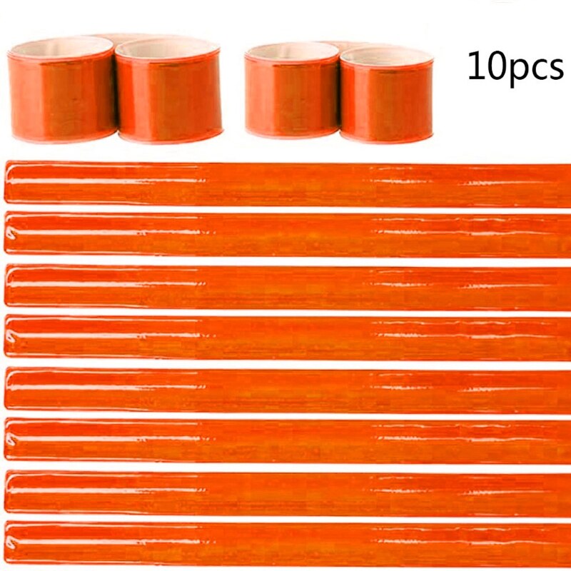 10Pc 38Cm Zichtbare Veiligheid Running Reflecterende Tape Bands Polsbandjes Spoke Reflectoren Fiets Reflecterende Armbanden Armbanden: 7HH1107187-OR