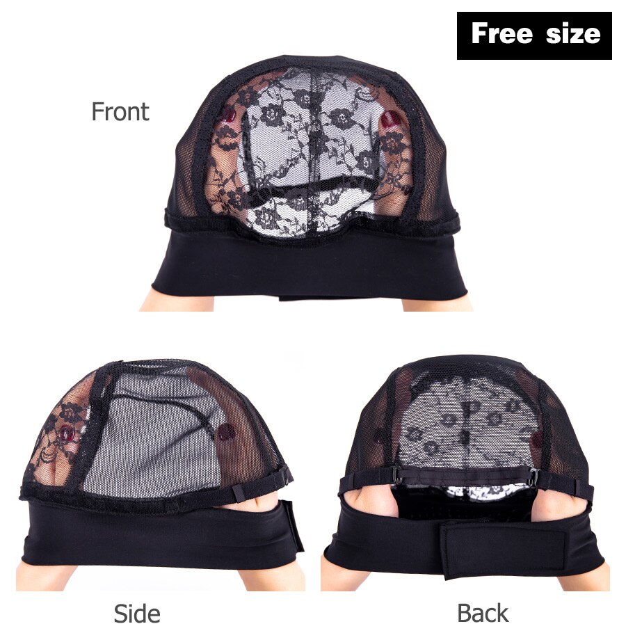 Leeons Headband Wig Cap For Making Wigs Weaving Cap With Lace Black Headband Wig Cap With Adjustable Velcro Wig Elastic Band Cap