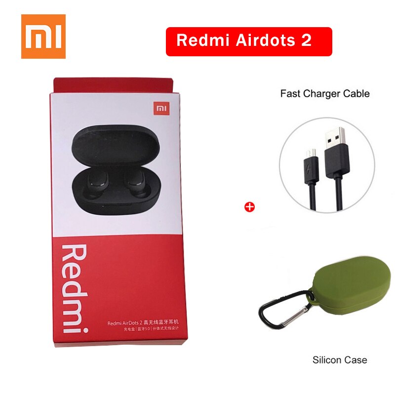 Xiaomi-auriculares Redmi Airdots 2 TWS, inalámbricos por Bluetooth 5,0, básicos, redmi 2, enlace automático, TWSEJ061LS: Airdots 2Darkgree
