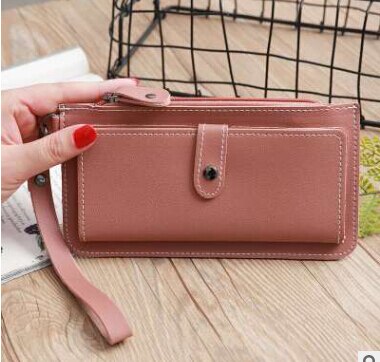 Style Women Casual Solid Clutch Long Wallet Purse Ladies Zipper Hasp Phone Card Holder: J