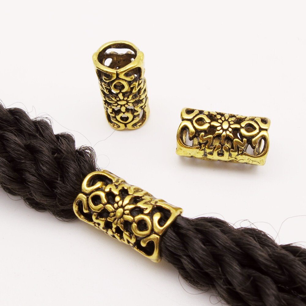 5 stks-10 stks Antieke gouden haar vlecht dread dreadlock kralen ringen buis ca. 9.5mm gat voor haar accessoires