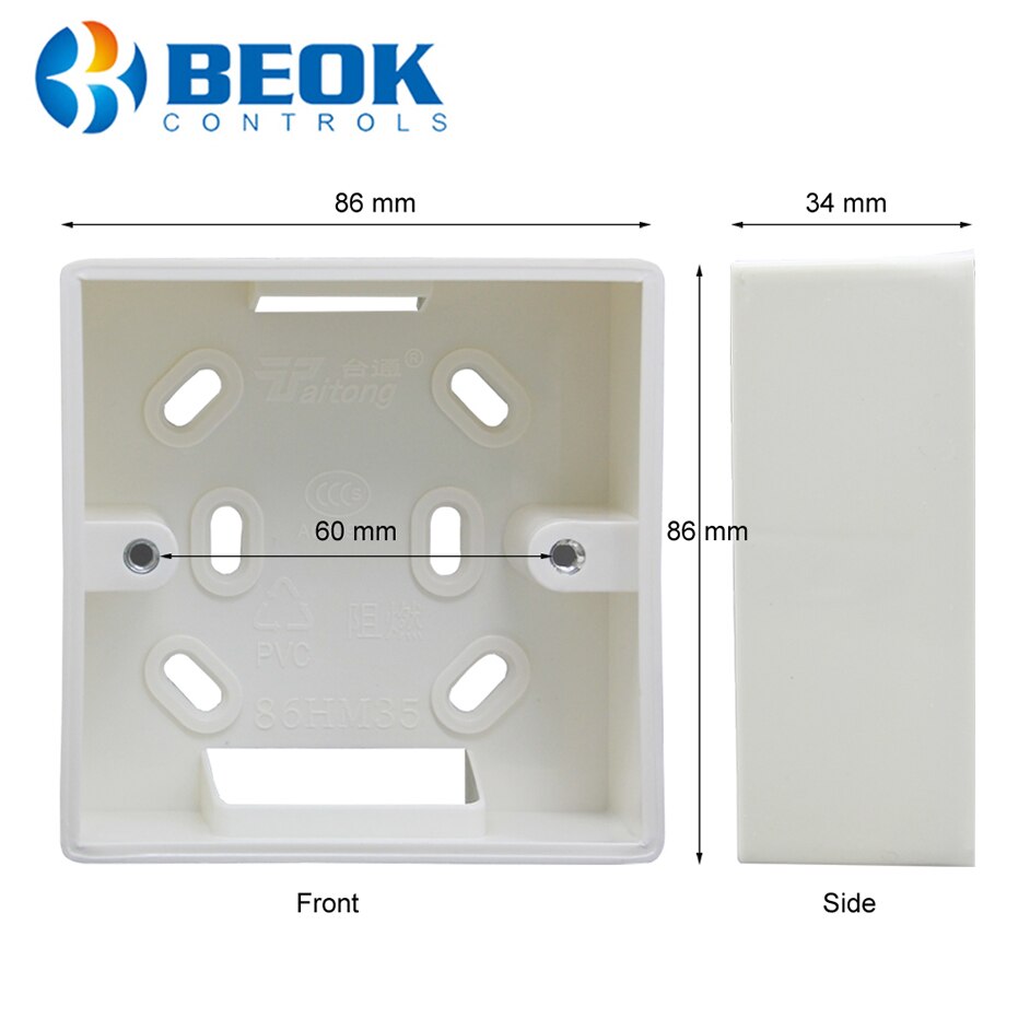 Beok External Mounting Box Junction Box Socket Switch Junction Box Surface Installation Box EU DE White 86mm * 86mm * 33mm