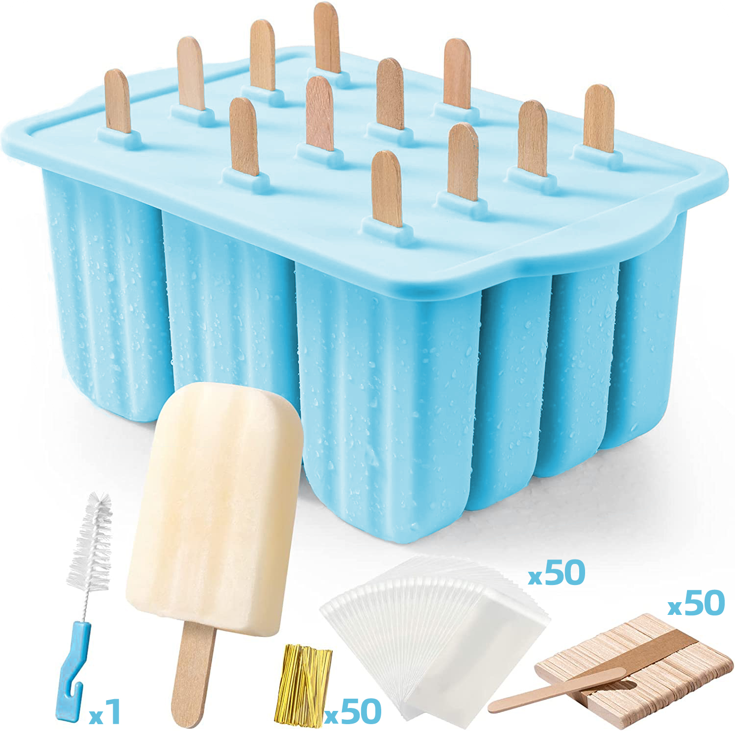 Sommer gør-det-selv isværktøj med træpinde silikone isforme køkkentilbehør slukke tørst snacks til børn: Grøn