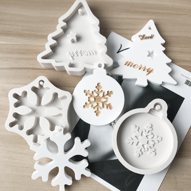 Christmas Tree Snowflake Shape Silicone Mold Cake Decorating Tools DIY Chocolate Fondant Molds Cookies Baking Accessories