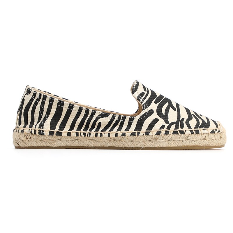 Zebra print women summer autumn shoes, close toe flat espadrilles ...