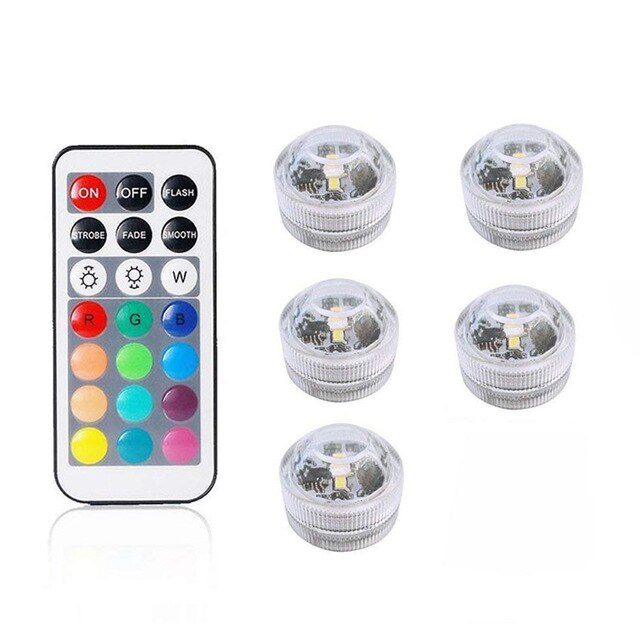 IP68 Waterproof Battery Operated Multi Color Submersible LED Underwater Light for Fish Tank Pond Swimming Pool Wedding Party: 1 remote 5 lamp