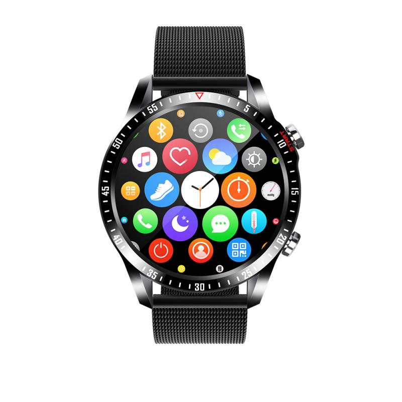 Smartwatch - Bluetooth Call - Heart Rate, Blood Pressure, Blood Oxygen Monitor - 1.3" Round Screen: black silicone