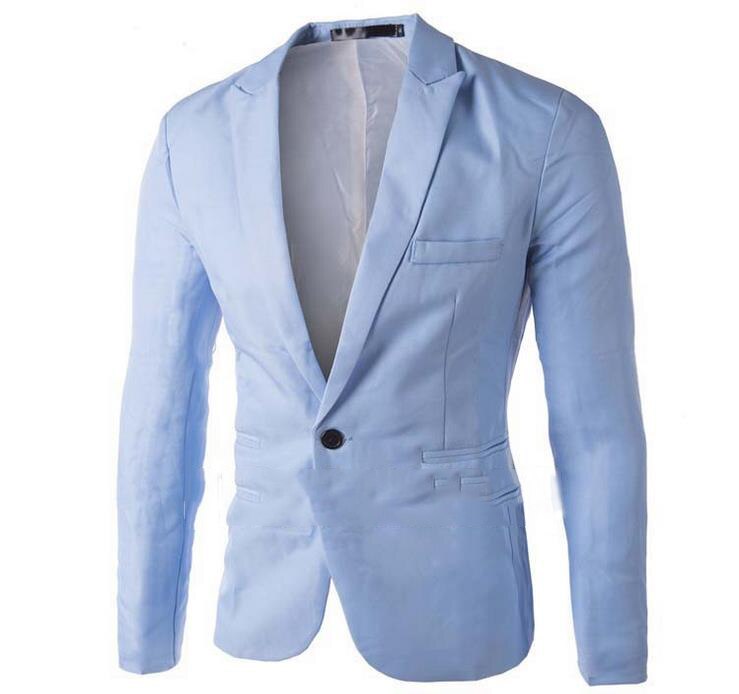 Chaqueta de traje de hombre sólido un botón Casual Blazer chaqueta normal de negocios Casual chaqueta: Azul / XXXL