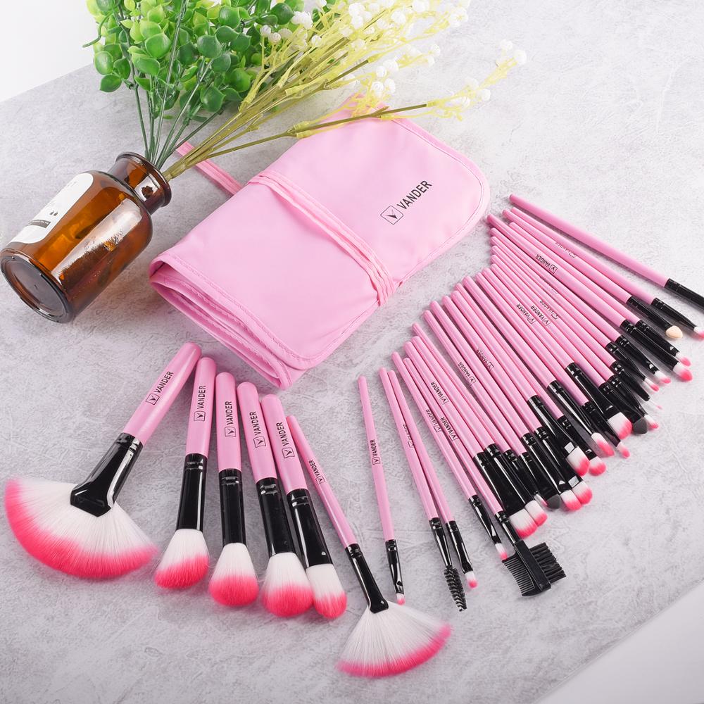 Make-Up Kwasten, 32Pcs Professionele Zachte Synthetische Kabuki Cosmetische Wenkbrauw Shadow Make-Up Borstel Set Kit...