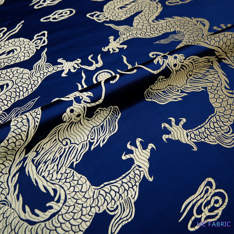 75Cm Dragon Patroon Stof Brokaat Jacquard Zijden Stoffen Materiaal Voor Naaien Handwerken Cheongsam Kimono En Tas
