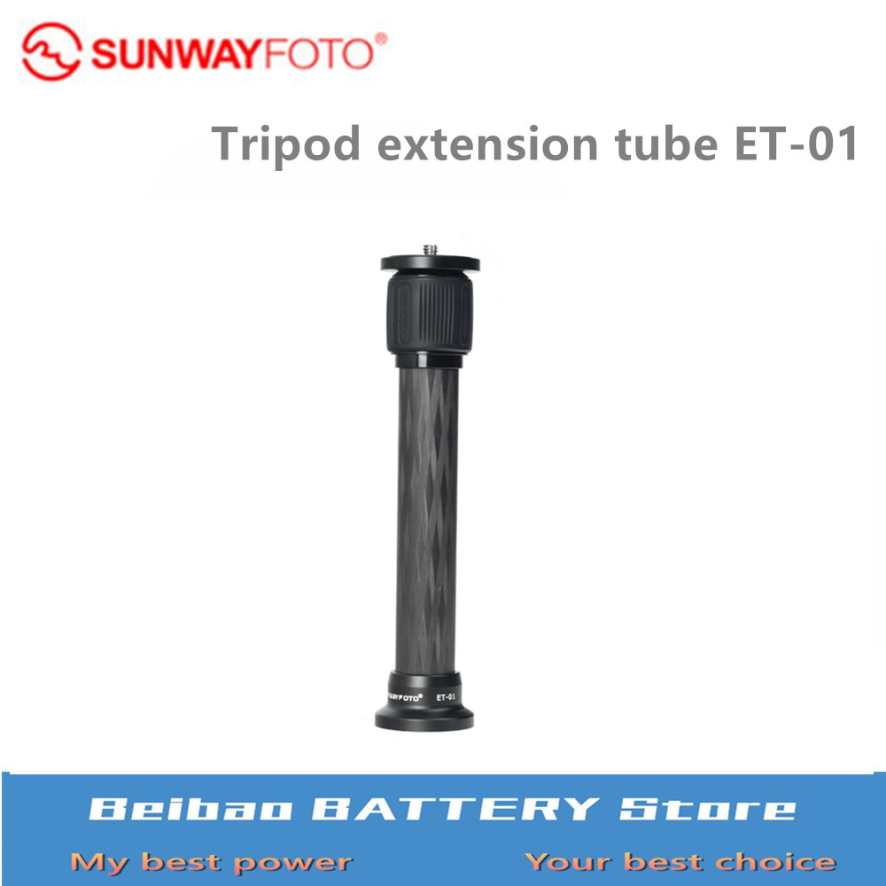 Tubo de extensión de trípode SUNWAYFOTO ET-01 20mm Material de fibra de carbono para trípode de mesa portátil con tornillo de conversión 1/4-3/8