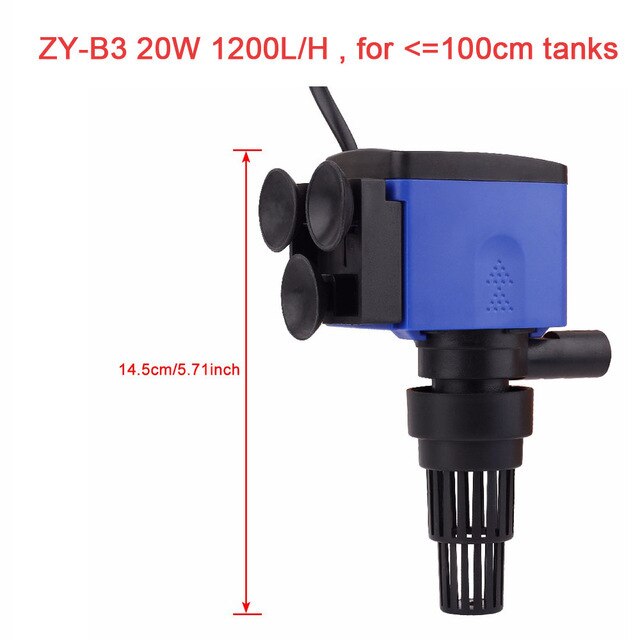 Three-in-one Silent Filter Submersible Pump Aquarium Oxygenation Built-in Two-in-one Filter Pump: ZY-B3 20W